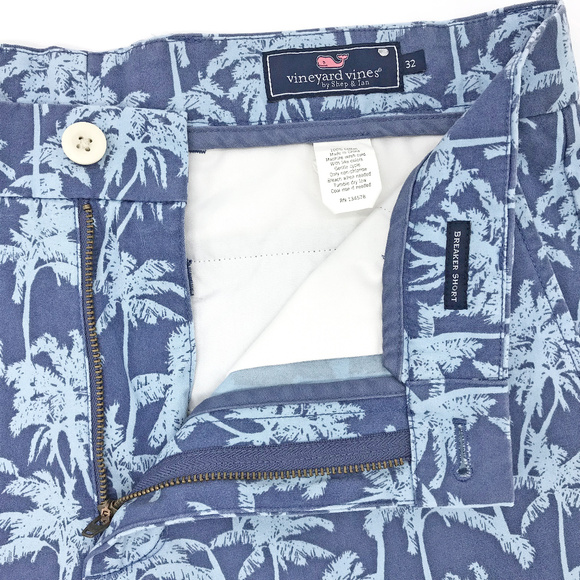 Vineyard Vines Blue Palm Tree Breaker Shorts 32 - Picture 4 of 5